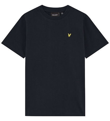 Lyle & Scott Stuttermabolur - Plain - Dark Dökkblátt