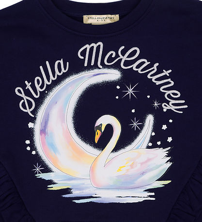 Stella McCartney Kids Sweatshirt - Navy w. Print/Ruffles Stella McCartney Kids Sweatshirt - Navy w. Print/Ruffles