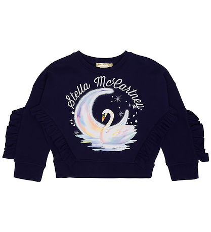 Stella McCartney Kids Sweatshirt - Navy w. Print/Ruffles Stella McCartney Kids Sweatshirt - Navy w. Print/Ruffles
