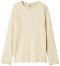 Name It Blouse - Rib - NkfNolea - Parchment w. Pointelle