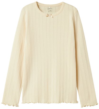 Name It Blouse - Rib - NkfNolea - Parchment w. Pointelle