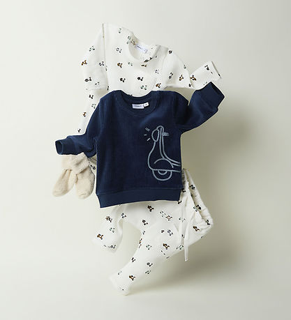 Sweat-shirt Name It - Velours Côtelé - NbmNando - Insigne Blue a Sweat-shirt Name It - Velours Côtelé - NbmNando - Insigne Blue a