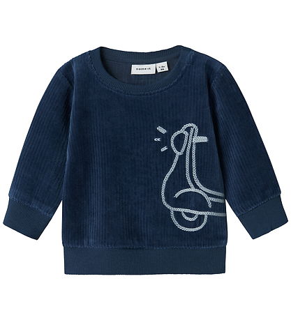 Sweat-shirt Name It - Velours Côtelé - NbmNando - Insigne Blue a Sweat-shirt Name It - Velours Côtelé - NbmNando - Insigne Blue a