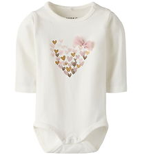 Name It Bodysuit l/s - NbfNiva - Cloud Dancer w. Print