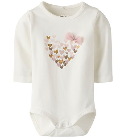 Name It Bodysuit l/s - NbfNiva - Cloud Dancer w. Print