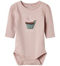 Name It Bodysuit l/s - NbfNucake - Burnished Lilac w. Print