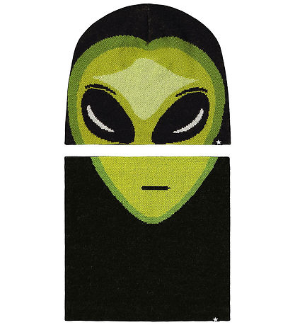 Molo Beanie w. Tube Scarf - Kleo - Wool/Acrylic - Alien Face Molo Beanie w. Tube Scarf - Kleo - Wool/Acrylic - Alien Face