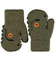 Molo Mittens w. Lining - Knitted - Kenau - Bark Green w. Dino
