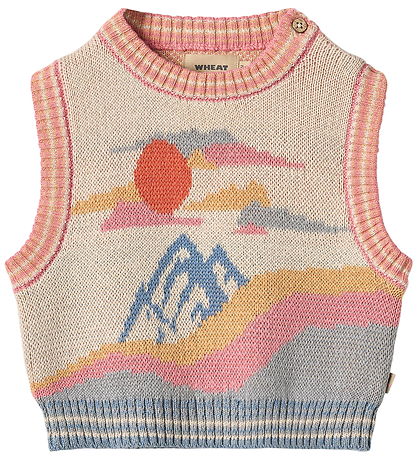 Wheat Waistcoat - Knitted - Maria - Beige/Multi Wheat Waistcoat - Knitted - Maria - Beige/Multi