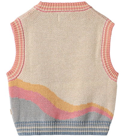 Wheat Väst - Stickad - Maria - Beige/Multi
