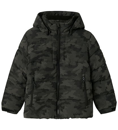 Name It Puffer Jacket - NkmMeter - Black w. Reflective print