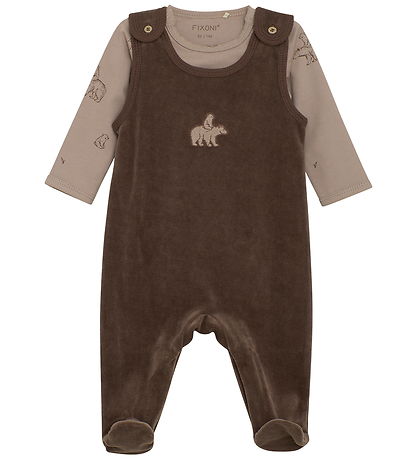 Fixoni Set - Body l/ä/Sparkdräkt - Velour - Kaffekvarts