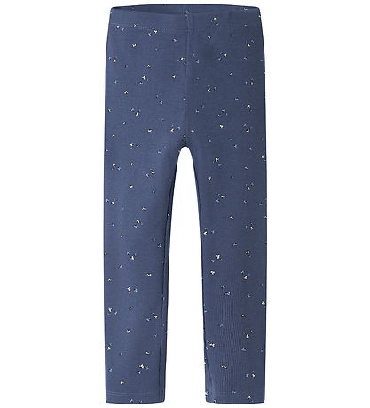 Leggings Name It - Rib - NmfNelia - Blue Indigo av. Fleurs