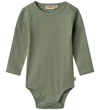 Wheat Bodysuit l/s - Rib - Berti - Dusty Green Wheat Bodysuit l/s - Rib - Berti - Dusty Green