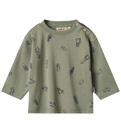 Wheat Bluse - Malthe - Dusty Green Cars Wheat Bluse - Malthe - Dusty Green Cars