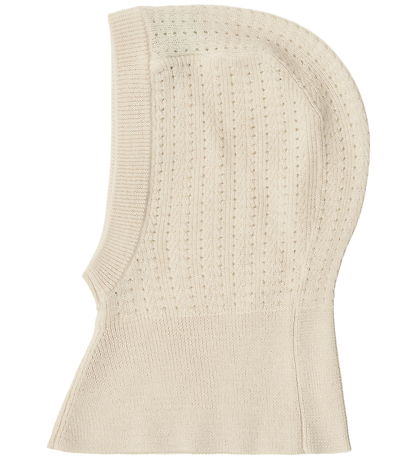 FUB Balaclava - 1-lag - Strikk - Ull - Ecru m. Hullmønster