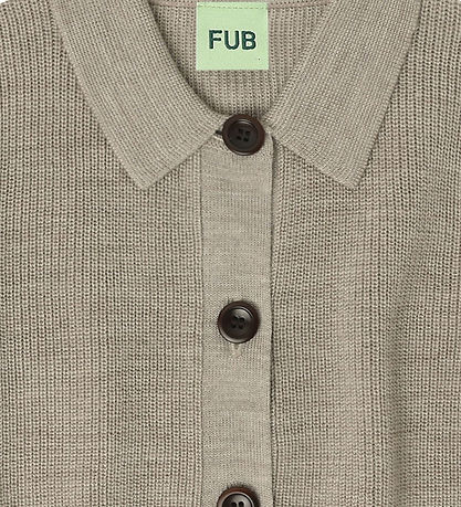 FUB Cardigan - Knitted - Wool - Oat Melange