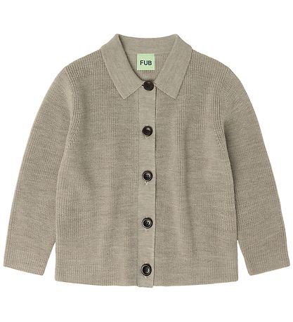 FUB Cardigan - Knitted - Wool - Oat Melange