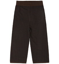 FUB Trousers - Knitted - Wool - Checked - Mocca/Dark Navy