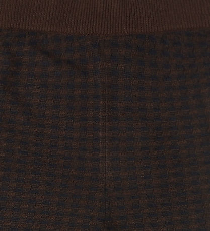FUB Trousers - Knitted - Wool - Checked - Mocca/Dark Navy