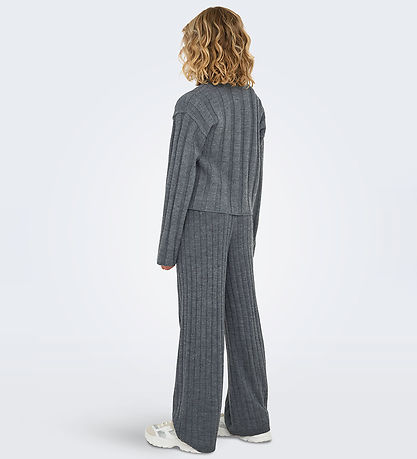 Kids Only Bluse - Strick - KogTessa - Dunkelgrau-Meliert