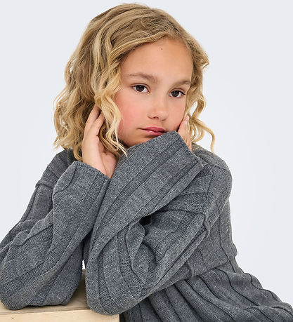 Kids Only Bluse - Strick - KogTessa - Dunkelgrau-Meliert