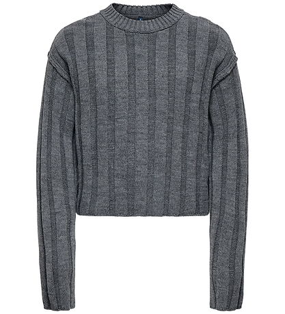Kids Only Bluse - Strick - KogTessa - Dunkelgrau-Meliert