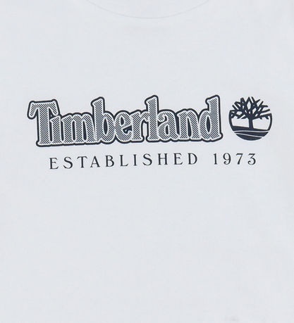 Timberland T-shirt - White/Navy w. Print Timberland T-shirt - White/Navy w. Print