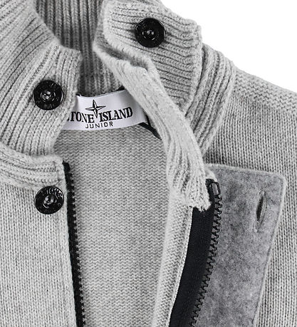 Stone Island Cardigan - Wool/Viscose - Grey Melange Stone Island Cardigan - Wool/Viscose - Grey Melange
