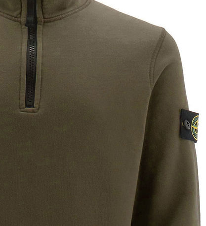 Stone Island Sweatshirt w. Zipper - Military Green Stone Island Sweatshirt w. Zipper - Military Green