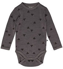 Hummel Bodysuit l/s - HmlMini - Wool - Charcoal Grey Hummel Bodysuit l/s - HmlMini - Wool - Charcoal Grey