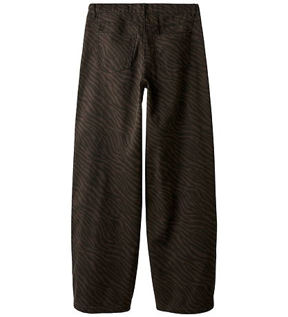 LMTD Trousers - Wide - NlfZebra - Chocolate Brown/Black Zebra