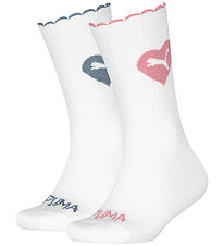 Puma Socken - Kids Crew - 2er-Pack - Weiß/Pink/Blau Puma Socken - Kids Crew - 2er-Pack - Weiß/Pink/Blau