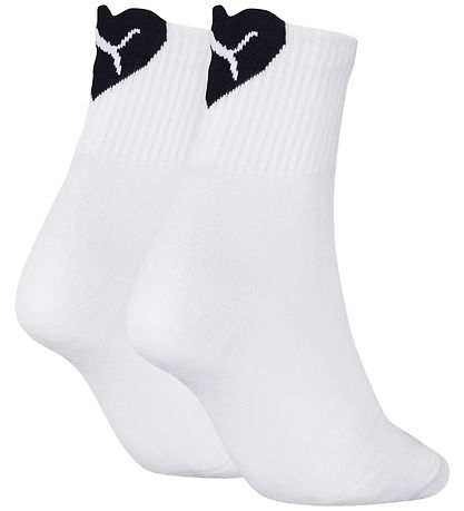 Puma Socks - Short Crew - Heart Logo - 2-Pack - White/Black Puma Socks - Short Crew - Heart Logo - 2-Pack - White/Black
