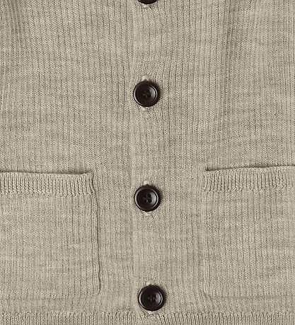 FUB Cardigan - Rib - Knitted - Wool - Oat Melange