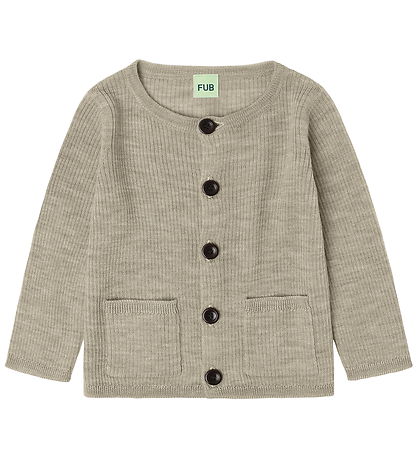 FUB Cardigan - Rib - Knitted - Wool - Oat Melange