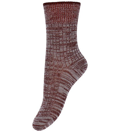 FUB Socken - Wolle - Melange - 2er-Pack - Cranberry/Ecru
