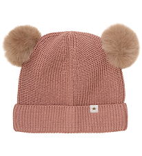Bonnet Huttelihut - Laine - Tricoté - Burlwood av. Pompons Bonnet Huttelihut - Laine - Tricoté - Burlwood av. Pompons