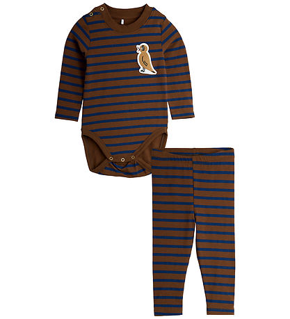 Mini Rodini Setti - Leggingsit/Body p/h - Ruskea M. Raidat Mini Rodini Setti - Leggingsit/Body p/h - Ruskea M. Raidat