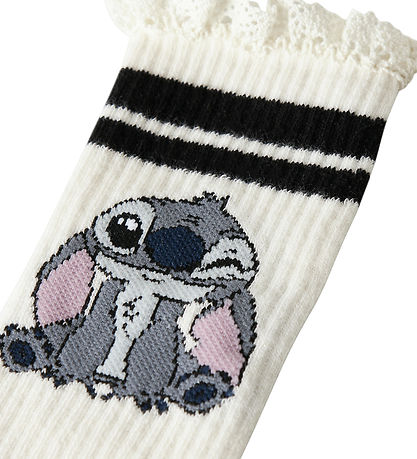 Name It Socks - NkfAkini - Cloud Dancer/Black w. Stitch