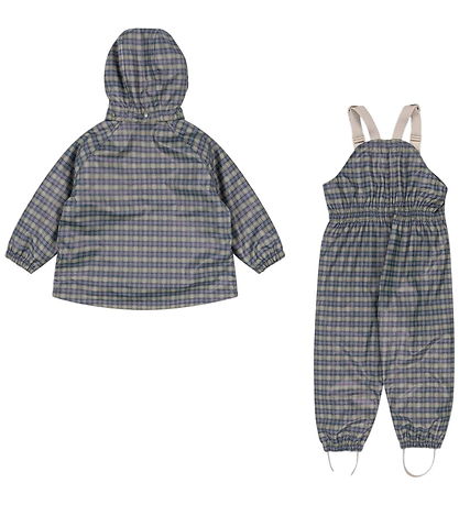 Konges Sløjd Rainwear w. Suspenders/Fleece - Palm - Laurel Blue 