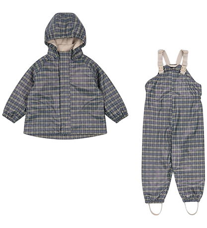 Konges Sløjd Rainwear w. Suspenders/Fleece - Palm - Laurel Blue 