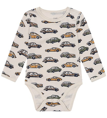 Hust and Claire Bodysuit l/s - Wool - HCBo Cars - French Oak Hust and Claire Bodysuit l/s - Wool - HCBo Cars - French Oak