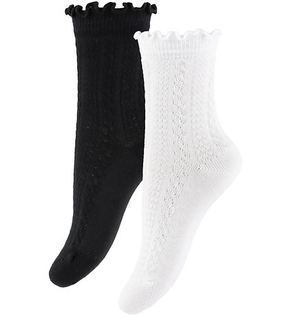 Creamie Socks - 2-Pack - Black/White w. Pattern