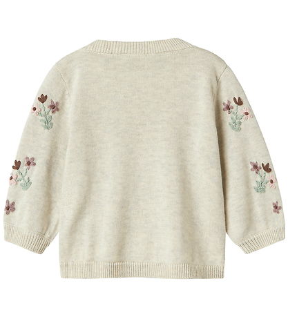 Name It Cardigan - Knitted - NbfNussy - Peyote Melange w. Flower