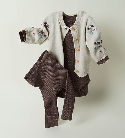 Name It Cardigan - Knitted - NbfNussy - Peyote Melange w. Flower