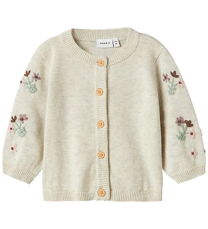 Name It Cardigan - Knitted - NbfNussy - Peyote Melange w. Flower Name It Cardigan - Knitted - NbfNussy - Peyote Melange w. Flower