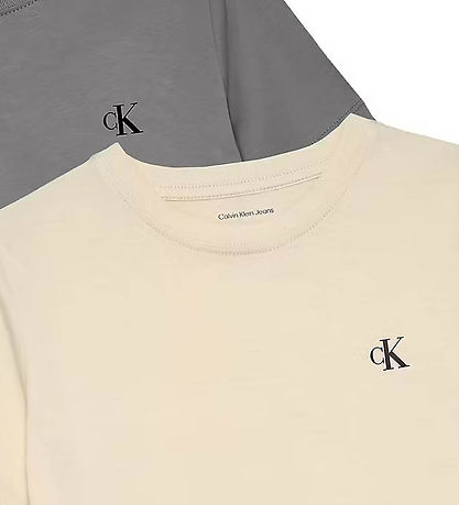 Calvin Klein T-shirts - 2-pack - Monogram - Granitgrå/Vit
