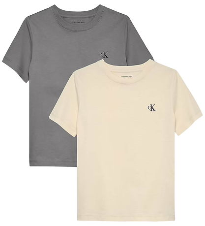 Calvin Klein T-shirts - 2-pack - Monogram - Granitgrå/Vit