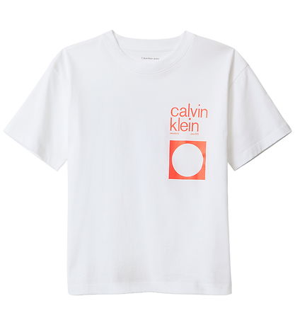 T-Shirt Calvin Klein - City Scène - Bright White av. Orange T-Shirt Calvin Klein - City Scène - Bright White av. Orange